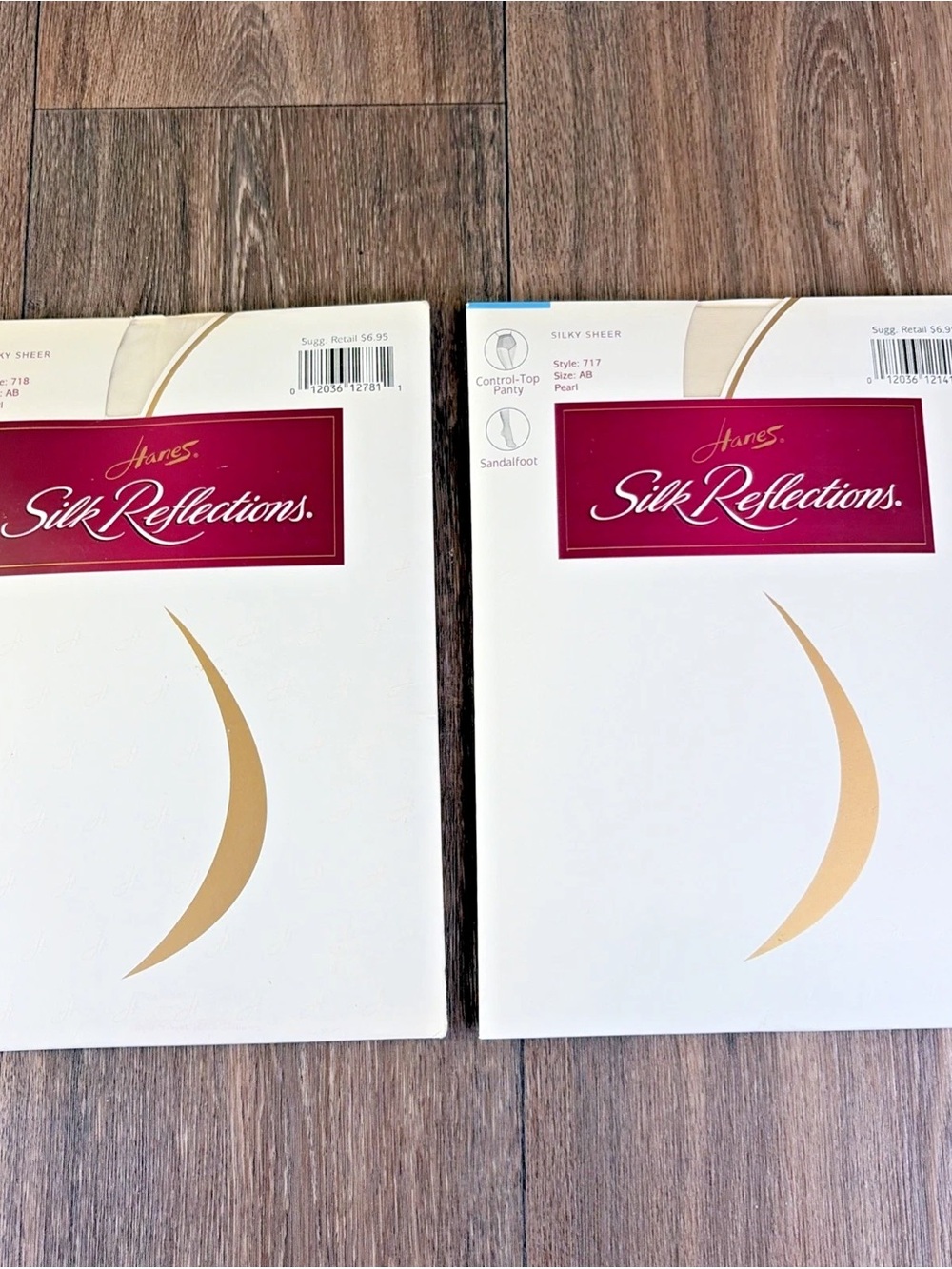 2 NIP Silk Reflections HANES Silky Sheer Pantyhose Style 717 & 718 Sz AB Pearl